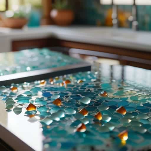 Recycled glass countertop casting process.